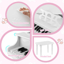 Load image into Gallery viewer, Costzon Classical Kids Piano, 30 Keys Wood Toy Grand Piano with Music Stand and Bench, Mini Musical Toy for Child, Ideal for Children&#39;s Room, Toy Room, Best Gifts (4 Straight Leg, White)

