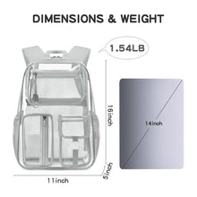 Load image into Gallery viewer, Heavy Duty Clear Backpack Clear BookBag,16 x11 x5inch TPU Large Capacity See Through Backpack for Sport Events,Travel (Grey)

