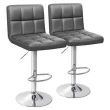 Load image into Gallery viewer, Homall Bar Stools Modern PU Leather Adjustable Swivel Barstools, Armless Hydraulic Kitchen Counter Bar Stool Extra Height Square Island Barstool with Back Set of 2 (Leather, Deep Gray)
