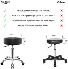 Load image into Gallery viewer, Rolling Adjustable Stool for Work Medical Tattoo Salon Office,Heavy Duty Esthetician Hydraulic Chair Stool with Wheels (Black)
