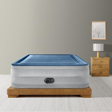 Load image into Gallery viewer, Intex: Dura-Beam Deluxe Comfort-Plush Air Mattress - 22&quot; Queen Blue - Built-in Electric Pump, Durable Fiber-Tech, Carry Bag Included, 600lb Capacity
