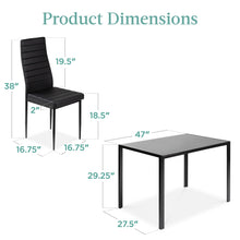 Load image into Gallery viewer, Best Choice Products 5-Piece Glass Dining Set, Modern Kitchen Table Furniture for Dining Room, Dinette, Compact Space-Saving w/Glass Tabletop, 4 Upholstered PU Chairs, Metal Steel Frame - Black
