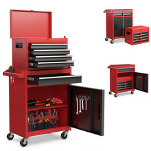 Load image into Gallery viewer, Goplus Rolling Tool Chest, 5-Drawer Tool Box Organizer w/Lockable Wheels &amp; Sliding Drawers &amp; Detachable Top &amp; Adjustable Shelf, Tool Storage Cabinet for Garage Workshop (Red+Black)
