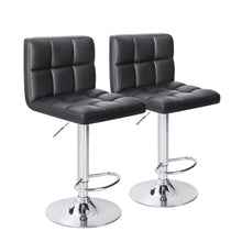 Load image into Gallery viewer, Homall Bar Stools Modern PU Leather Adjustable Swivel Barstools, Armless Hydraulic Kitchen Counter Bar Stool Extra Height Square Island Barstool with Back Set of 2 (Leather, Black)
