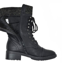 Load image into Gallery viewer, DREAM PAIRS Women&#39;s Amazon Black Mid Calf Combat Riding Boots Size 8.5 M US
