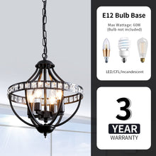 Load image into Gallery viewer, Crystal Chandelier Light Fixtures, 4-Lights Farmhouse Rustic Vintage Black Pendant Hanging Lighting Ceiling Chandeliers for Kitchen Island Dining Room Living Room Bedroom Foyer Hallway
