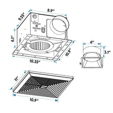 Load image into Gallery viewer, BV New Version Bathroom Fan Ultra Quiet Ventilation &amp; Exhaust Fan, 90CFM 0.9 Sones Ceiling Mount 4 Inch Duct Collar, Easy Install &amp; Replace (No Attic Access Required) Residential Remodel Extractor
