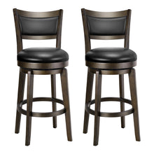 Load image into Gallery viewer, PrimeZone Swivel Bar Stools Set of 2, 26 Inch Counter Height Barstools, Black Faux Leather Bar Stool with High Backrest &amp; Solid Wood Legs &amp; Wrap-around Footrest, Counter Stools for Kitchen Island, Pub
