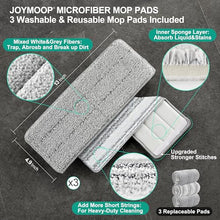 Load image into Gallery viewer, JOYMOOP Mop and Bucket with Wringer Set, Hands Free Flat Floor Mop and Bucket, with 3 Washable Microfiber Pads, Wet and Dry Use, Floor Cleaning System
