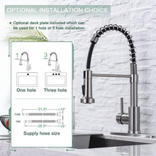 Load image into Gallery viewer, WEWE Kitchen Faucets, Commercial Brushed Nickel Stainless Steel Pull Down Sprayer Single Hole Single Handle RV Farmhouse Laundry Outdoor Faucet for Kitchen Sink, llaves para fregaderos de cocina
