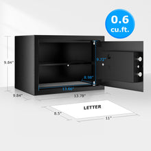 Load image into Gallery viewer, Bonsaii Safe, 0.6 Cubic Safe Box with Electronic Keypad, Removable Shelf, for Valuables Jewelry and Documents in Home, Hotel, or Business, 9.84&quot;D x 13.78&quot;W x 9.84&quot;H
