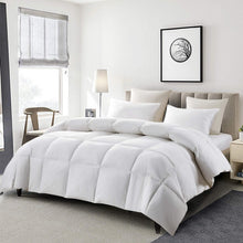 Load image into Gallery viewer, Serta Goose Feather Down Fiber Cotton Comforter Queen Size - 100% Cotton Duvet Insert - Hotel Luxury Hypoallergenic Bedding Comforter All Season Medium Warmth 90 x 90 Inch White
