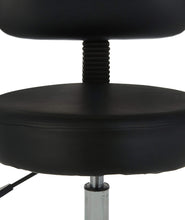 Load image into Gallery viewer, Amazon Basics Multi-Purpose Drafting Spa Bar Stool with Back Cushion and Wheels, Black, 22.72&quot;D x 22.72&quot;W x 37.8&quot;H

