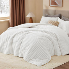 Load image into Gallery viewer, BEDELITE Fleece Queen Comforter Set -Super Soft &amp; Warm Fluffy Bright White Bedding, Luxury Fuzzy Heavy Bed Set for Winter with 2 Pillow Cases
