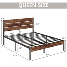 Load image into Gallery viewer, Fluest Queen Bed Frame with Headboard and Footboard, with Under Bed Storage, All-Metal Support System, No Box Spring Needed, Easy Assembly,Rustic Brown
