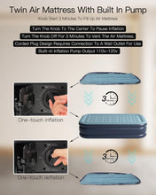 Load image into Gallery viewer, Lavisx Twin Air Mattress with Built in Pump 16&quot; Blow Up Mattress Raised Air Bed, 3 Mins Quick Self Inflatable with Storage Bag for Guest and Home
