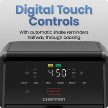 Load image into Gallery viewer, Chefman Air Fryer TurboFry 7-Qt, 6-in-1 High-Powered 450°F Cooking for Crispier Results, Compact Space-Saving Design, Air Fry, Bake, Broil, Reheat, Dehydrate, Defrost, Fast &amp; Even Cooking – Black
