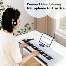 Load image into Gallery viewer, Costzon 61 Key Keyboard Piano, Electric Piano Keyboard with Lighted Keys, 350 Rhythms, 350 Timbres, 50 Demos, 3 Teaching Modes, Microphone &amp; Headphones, Portable Keyboard Piano for Beginners Adults
