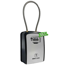 Load image into Gallery viewer, Iron Lock® XXL Key Lock Box Portable and Wall Mounted with Removable Cable Shackle Waterproof Indoor Outdoor 4 Digit Combination with Resettable Code with A B Switch Extra Large Key Lockbox Outside
