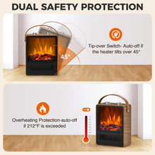 Load image into Gallery viewer, Electric Fireplace Heater for Indoor Use, 1500W/750W Space Heater Fireplace with 3D LED Flame, Double Safety Protection, Portable Fireplace Heater for Home Office Christmas Decoration
