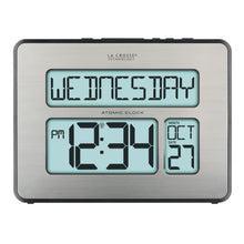 Load image into Gallery viewer, La Crosse Technology 513-1419BLv4-INT Backlight Atomic Full Calendar Clock with Extra Large Digits
