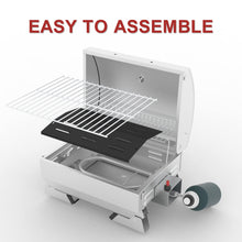 Load image into Gallery viewer, Royal Gourmet GT1001 Stainless Steel Portable Grill, 10000 BTU BBQ Tabletop Gas Grill with Folding Legs and Lockable Lid, Outdoor Camping, Deck and Tailgating, Silver
