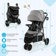 Load image into Gallery viewer, BABY JOY Jogging Stroller, Jogger Travel System with 5-Point Safety Harness, Adjustable Canopy/Backrest/Footrest, Storage Basket &amp; Pocket, Lightweight Baby Stroller for Newborn Toddlers (Gray)
