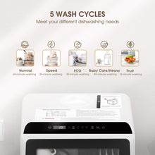Load image into Gallery viewer, NOVETE Portable Countertop Dishwashers, Compact Dishwashers with 5 L Built-in Water Tank &amp; Inlet Hose, 5 Washing Programs, Baby Care, Air-Dry Function and LED Light for Small Apartments
