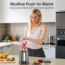 Load image into Gallery viewer, Lampick Smoothie Blender, 1300W Personal Blender for Smoothies, Shakes and Nutrient Extractions with 2pcs BPA-Free 27oz Portable Blender To-Go Bottles
