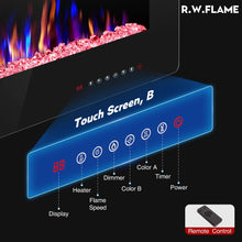 Load image into Gallery viewer, R.W.FLAME 60&quot; Recessed and Wall Mounted Electric Fireplace, Low Noise, Fit for 2 x 6 Stud, Remote Control with Timer, Touch Screen, Adjustable Flame Color and Speed, 750-1500W
