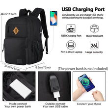 Load image into Gallery viewer, KEOFID classic carry-on travel backpack for men and women, Anti theft laptop backpack with USB charging port for work, large backpack for college, water resistent(BLACK)
