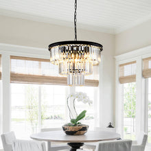 Load image into Gallery viewer, HCCZ 8 Light Modern Crystal Chandelier 20&#39;&#39; Black Chandeliers for Dining Room Contemporary Pendant Light Fixture Round 3-Tier Adjustable Height E12 for Living Room, Foyer, Entryway, Bedroom
