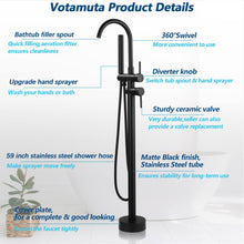 Load image into Gallery viewer, FGKQ Free Standing Tub Faucet Matte Black Floor Mounted Bathroom Bathtub Faucet Set with Hand Shower, 2 Handle Tub Filler
