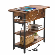 Load image into Gallery viewer, Yoobure End Table with Charging Station, Flip Top Side Table with USB Ports and Outlets, Sofa Couch Table Bedside Table for Living Room Bedroom, Narrow Nightstand with Storage Shelves for Small Space
