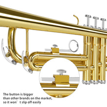 Load image into Gallery viewer, EASTROCK Bb Trumpet Standard Trumpet Set with Carrying Case,Gloves, 7C Mouthpiece and Cleaning Kit (Gold)

