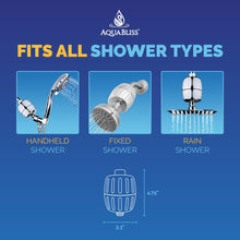 Load image into Gallery viewer, AquaBliss HD HEAVY DUTY High Output Shower Filter – Latest Superior Advanced 30x Filter Media - Universal Multi-Stage Shower Head Filter Reduces Chemicals, Chlorine &amp; Odors - Brushed Nickel (SF500)
