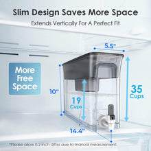 Load image into Gallery viewer, Waterdrop 35-Cup Slim Water Filter Dispenser, Large Capacity, 200-Gallon Long-Life, 5X Lifetime, Reduces Chlorine, PFOA/PFOS and More, BPA Free, Black (with 1 Filter)
