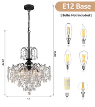 Load image into Gallery viewer, Q&amp;S Crystal Chandelier for Dining Room,Modern Black Crystal Pendant Light,6 Lights for Kitchen Island Entryway Bathroom Office Bar UL Listed
