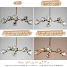 Load image into Gallery viewer, Weesalife Sputnik Chandeliers Mid Century Crystal Pendant Light Chandelier 6 Lights Contemporary Brass Branches Chandeliers Ceiling Light Fixtures for Dining Room Bedroom Living Room
