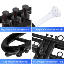 Load image into Gallery viewer, PAMPET Professional Plastic Bb Trumpet Standard Trumpet Set for Student Beginner With 7C Mouthpiece and 3C Mouthpiece, Bb Trumpet Instrument, Black,
