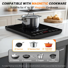 Load image into Gallery viewer, AMZCHEF Portable Induction Cooktop 20 Temperature &amp; Power Levels, 1800W Induction Stove Burner with 6.8" Heating Coil, Low Noise Hot Plate Single Electric Cooktops Countertop Stove with Timer
