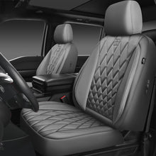 Load image into Gallery viewer, CAR PASS Piping Luxury PU Leather Two Front Car Seat Covers, Waterproof Anti Slip Seat Covers Compatible with Front Seat Armrests,Universal Fit for Suvs,Vans,Trucks,Airbag Compatible(All Gray)
