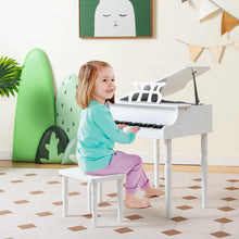 Load image into Gallery viewer, Costzon Classical Kids Piano, 30 Keys Wood Toy Grand Piano with Music Stand and Bench, Mini Musical Toy for Child, Ideal for Children&#39;s Room, Toy Room, Best Gifts (4 Straight Leg, White)
