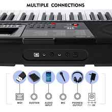 Load image into Gallery viewer, MUSTAR Piano Keyboard, MEKS-500 61 Key Learning Keyboard Piano with Lighted Up Keys, Electric Piano Keyboard for Beginners, Stand, Sustain Pedal, Headphones/Microphone, USB Midi, Built-in Speakers

