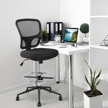 Load image into Gallery viewer, Armless Drafting Chair Tall Office Chair Adjustable Height High Back Ergonomic Desk Chair Drafting Stool Rolling Bar Stools Chairs with Footrest and Wheels
