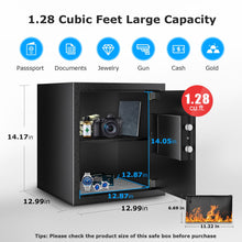 Load image into Gallery viewer, Bonsaii Safe Box with Fireproof Bag, 1.28 Cubic Feet Security Safe Box for Home, Document Safes with Digital Keypad Lock, Removable Shelf for Money, Medicine, Valuables, 12.99 x 14.17 x 12.99 Inches
