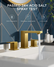 Load image into Gallery viewer, Gold Bathroom Faucet, FORIOUS Brushed Gold Bathroom Faucets with Pop Up Drain and CUPC Hose, 8 Inch Widespread Bathroom Faucet, Two Handle Bathroom Faucet 3 Hole, Faucets for Bathroom Sink for 6-12&quot;
