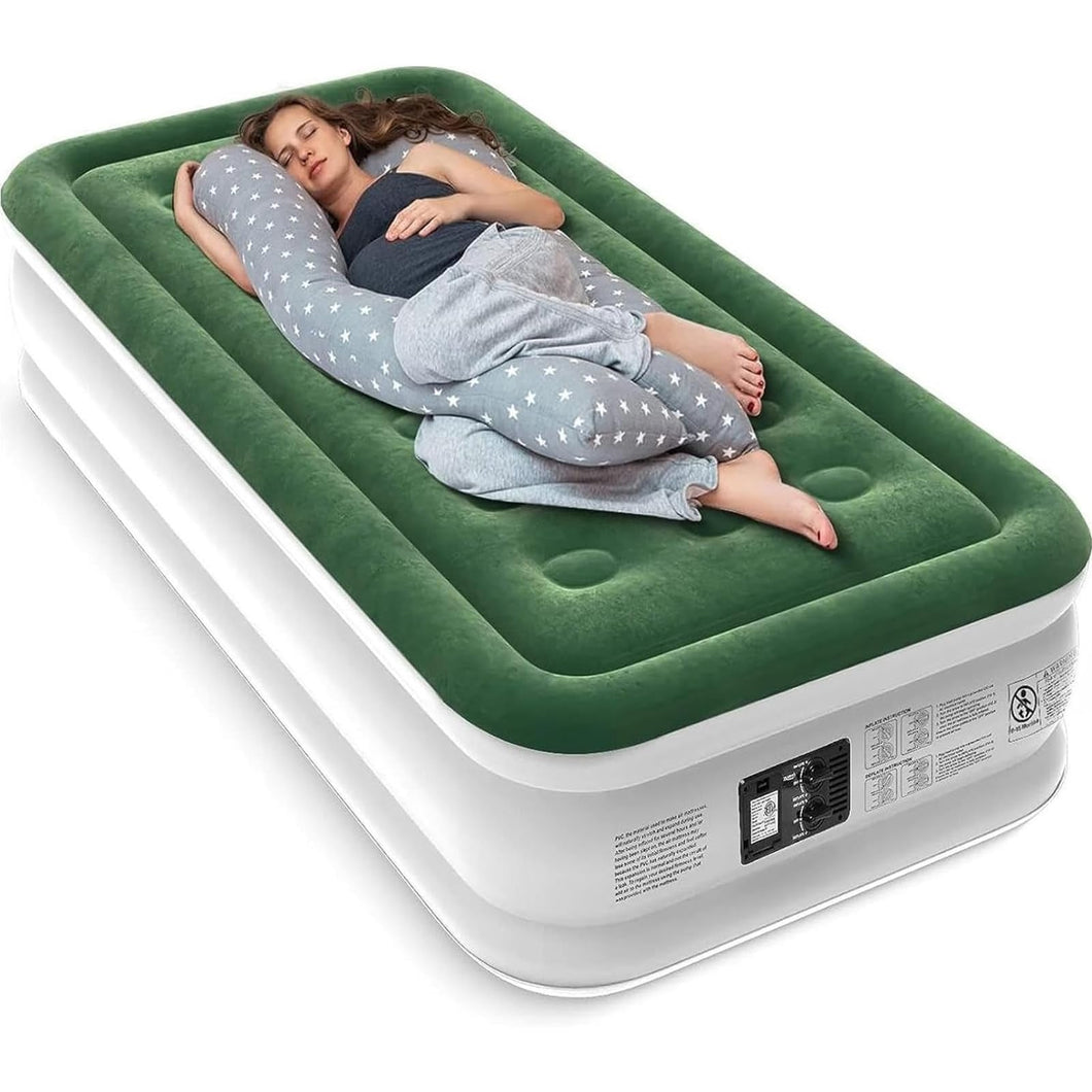 Zearna Air Mattress with Built in Pump - Upgraded Twin Blow Up Mattress, 2 Mins Quick Self Inflatable with Double Air Chamber,18
