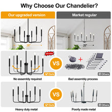 Load image into Gallery viewer, Black Chandelier, 6-Light Farmhouse Chandelier for Dining Room Lighting Fixtures Hanging, Dining Light Fixtures Industrial Modern Chandelier for Bedroom, Foyer, Hall, Kitchen, Living Room and Entryway
