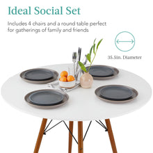 Load image into Gallery viewer, Best Choice Products 5-Piece Dining Set, Compact Mid-Century Modern Table &amp; Chair Set for Home, Apartment w/ 4 Chairs, Plastic Seats, Wooden Legs, Metal Frame - White/Walnut

